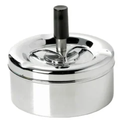 Asbak met drukknop - chroom