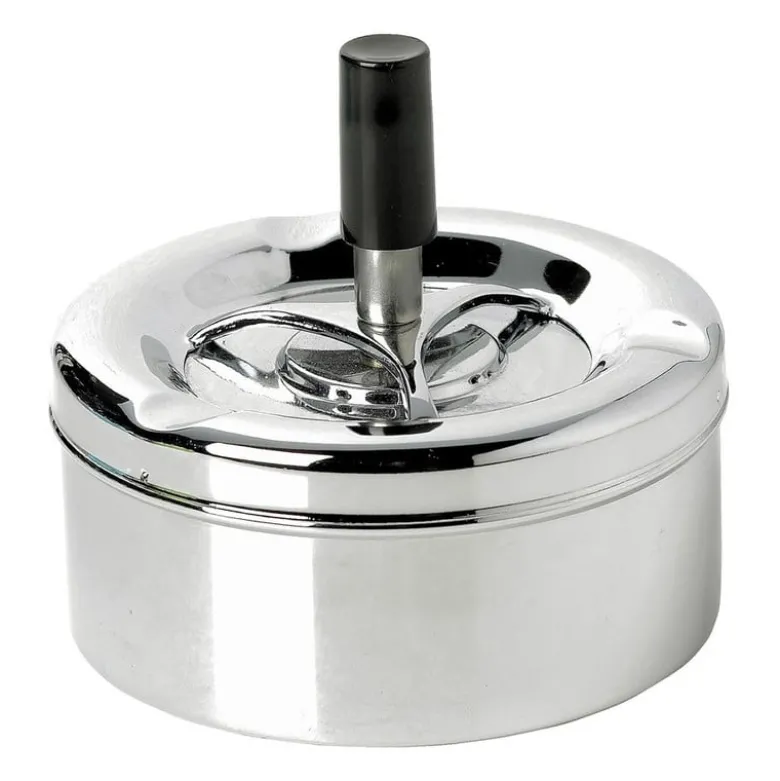 Asbak met drukknop - chroom