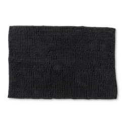 Badmat chenille - zwart - 40x60 cm