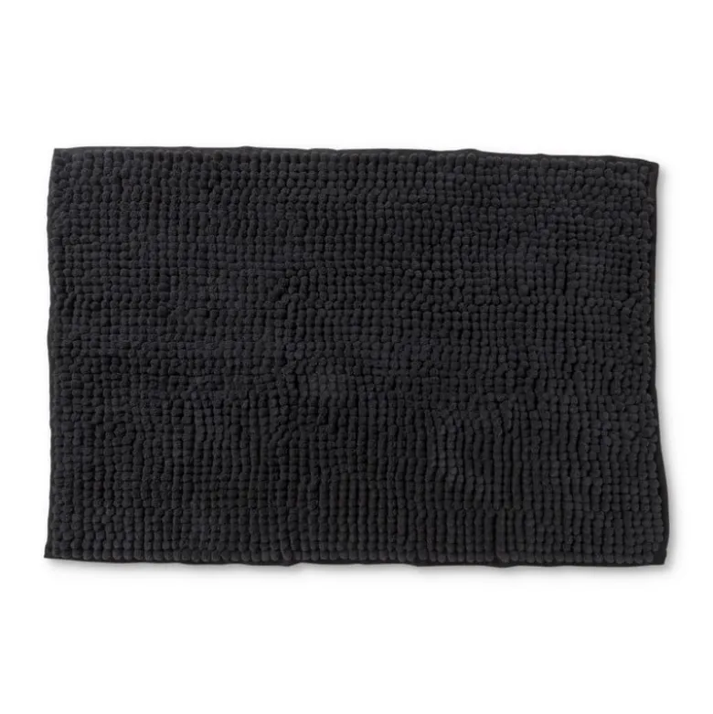 Badmat chenille - zwart - 40x60 cm