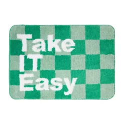 Badmat Take it Easy - groen/wit - 50x70 cm