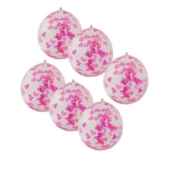 Ballon confetti - roze/wit - set van 6