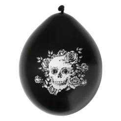 Ballonnen Day of the Dead - zwart/wit - set van 6