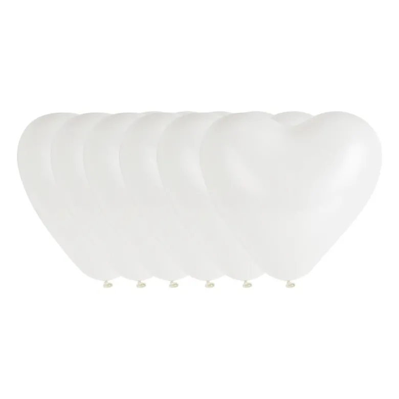 Ballonnen hartvorm - wit - 6 stuks