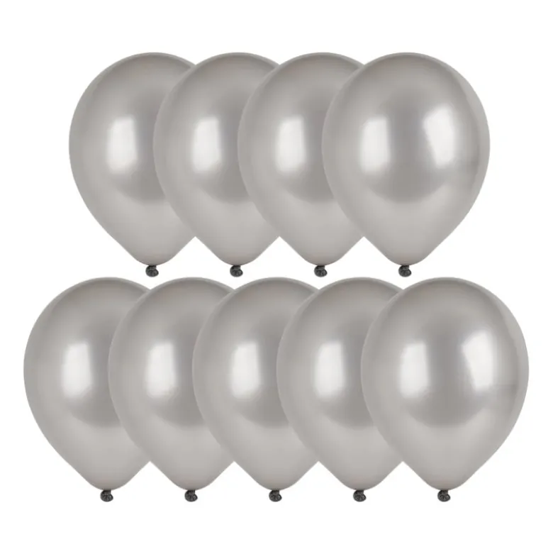 Ballonnen metallic - zilver - set van 9