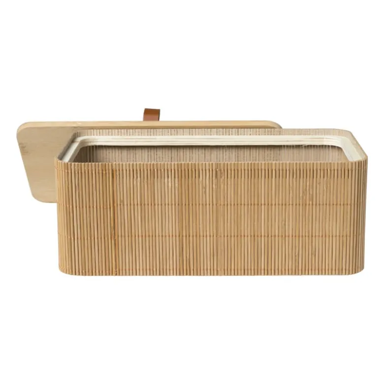 Bamboe kistje met deksel Jesse - 10x27x15.5 cm - naturel