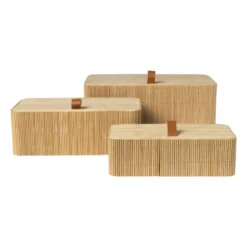 Bamboe kistje met deksel Jesse - 8x23x13 cm - naturel