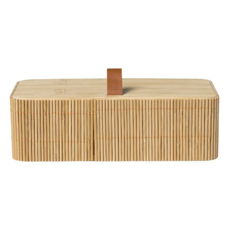 Bamboe kistje met deksel Jesse - 6x20x10 cm - naturel