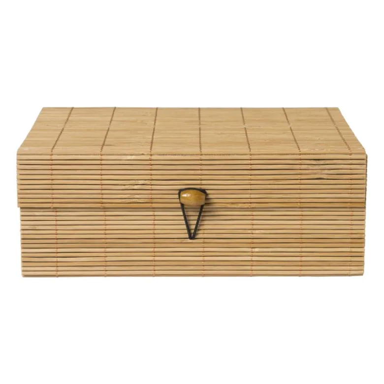 Bamboe kistje met deksel Moos - 8x21x16 cm - naturel