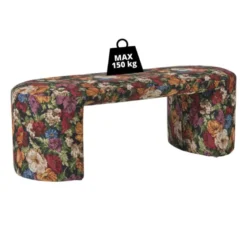 Bankje bouquet - rood/paars/zwart - 44x120x45 cm