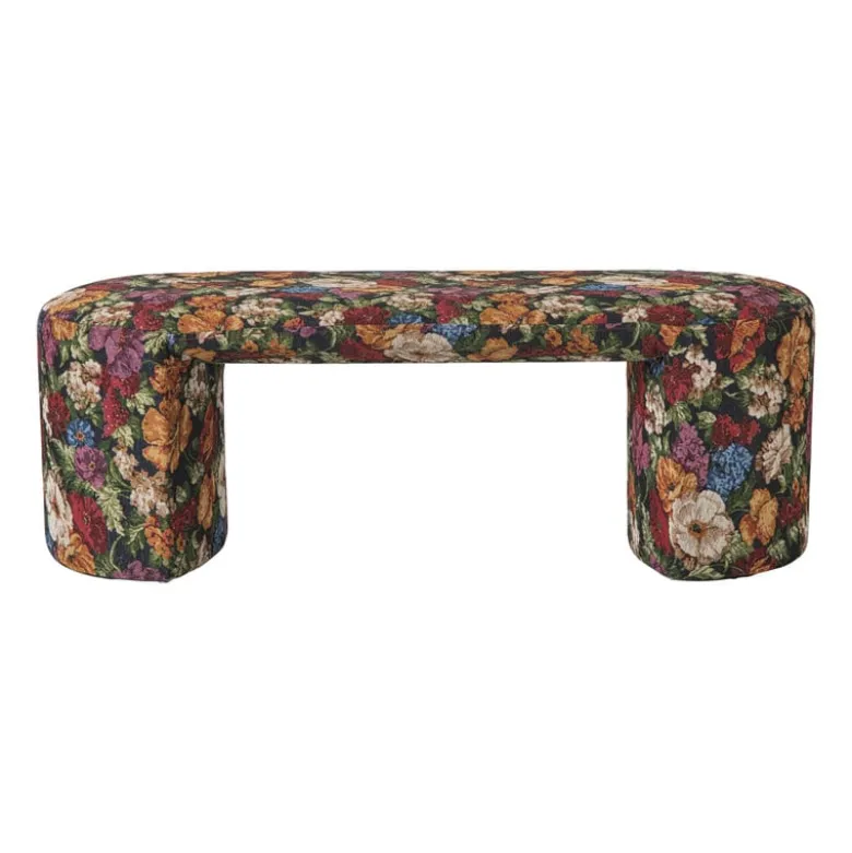 Bankje bouquet - rood/paars/zwart - 44x120x45 cm