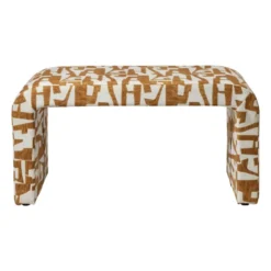Bankje grafisch - geel/beige - 49x100x36 cm
