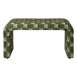 Bankje grafisch - groen/beige - 49x100x36 cm