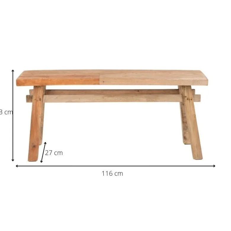 Bankje recycle Ubud - hout - 116 cm