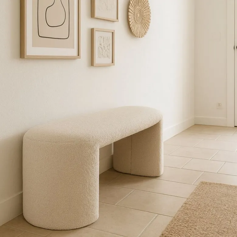 Bank Sara bouclé - beige - 45x120x44 cm