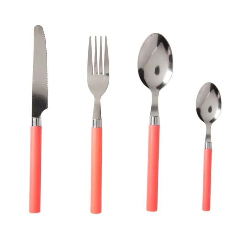 Bestekset - metaal - koraal - set van 16