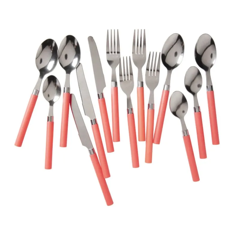 Bestekset - metaal - koraal - set van 16