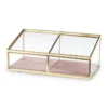 Bijouxdoos - 2- vaks - goud/roze - 18x9,5x7 cm