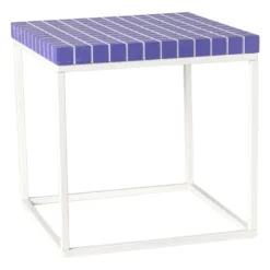Bijzettafel checks met metalen frame - paars - 36x36x36 cm