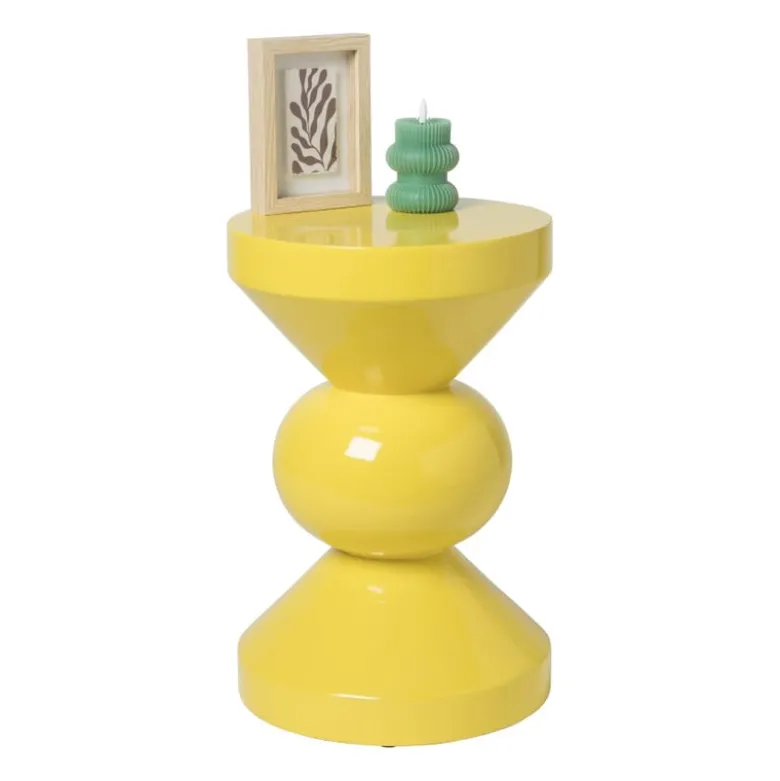 Bijzettafel diabolo - geel - ø33x50 cm