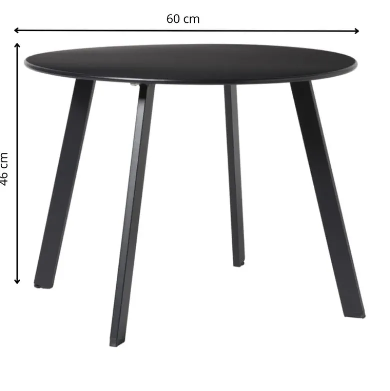 Bijzettafel Diego klein - zwart - ø60x46 cm