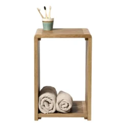 Bijzettafel Japandi hoog - bruin - 60x39x39 cm
