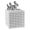 Bijzettafel kubus checks - wit - 30x30x30 cm