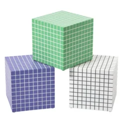 Bijzettafel kubus checks - wit - 30x30x30 cm