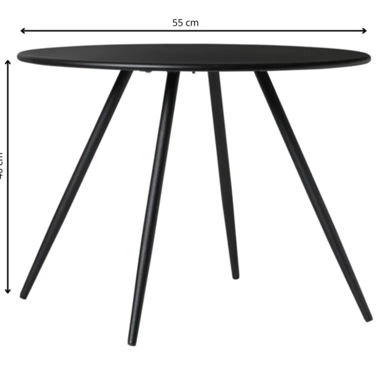 Bijzettafel Manolo laag- zwart - ø55x40 cm
