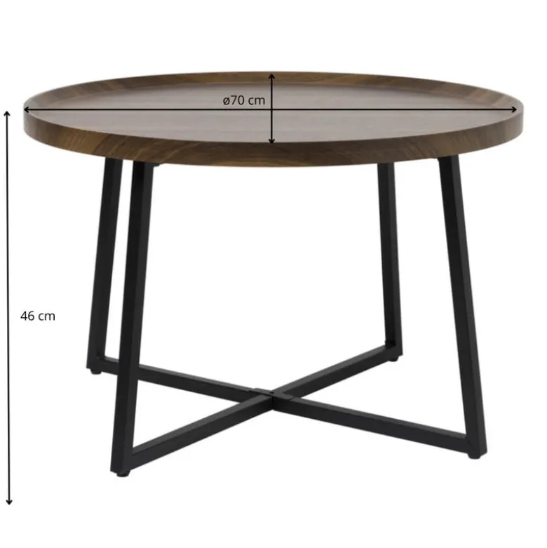 Bijzettafel Max - MDF/metaal - ø70x46 cm
