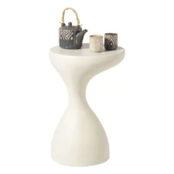 Bijzettafel organic - beige - ø34x50 cm