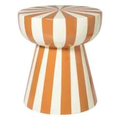 Bijzettafel stripes - beige/oranje - ø40x45 cm