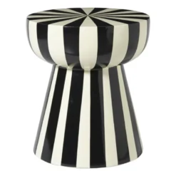 Bijzettafel stripes - beige/zwart - ø40x45 cm