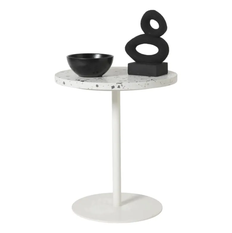 Bijzettafel Terrazzo - wit - ø40x45 cm