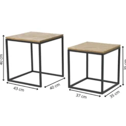 Bijzettafeltjes visgraat - bruin/zwart - set van 2