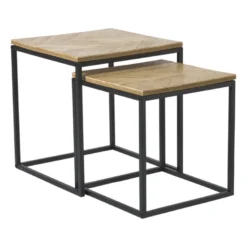 Bijzettafeltjes visgraat - bruin/zwart - set van 2