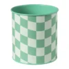 Bloempot geblokt klein - groen - ø12x13 cm