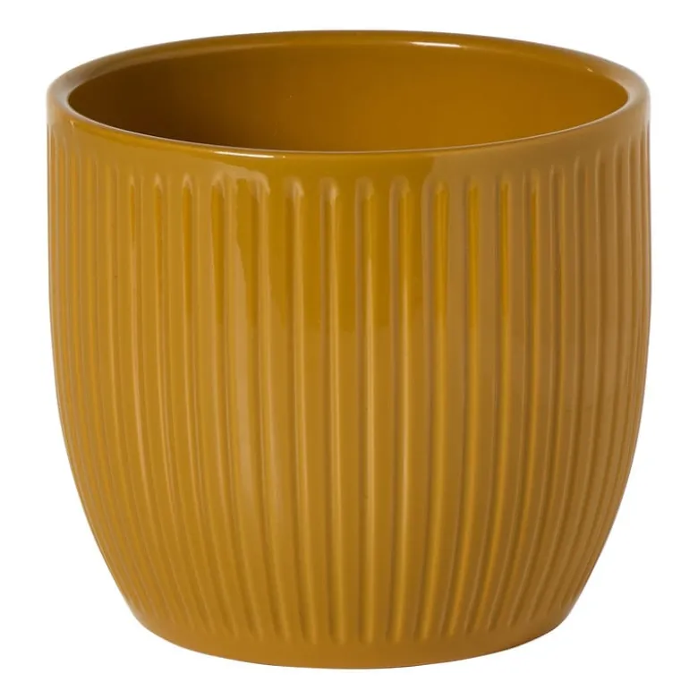 Bloempot rib - geel - ø13x12 cm