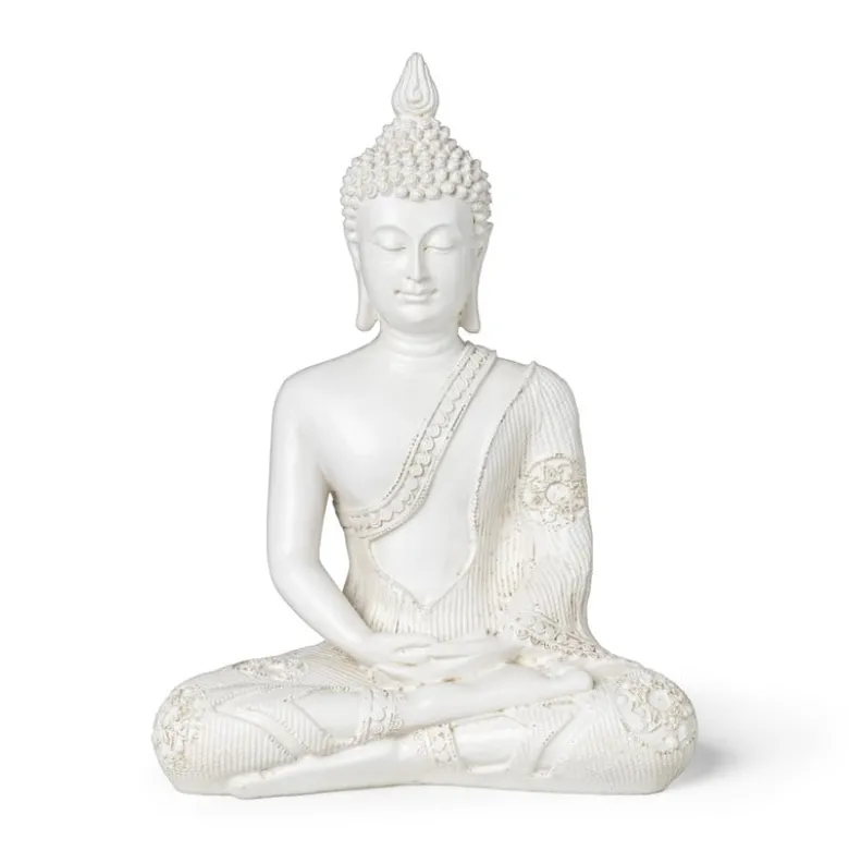 Boeddha beeld - wit - 27 cm