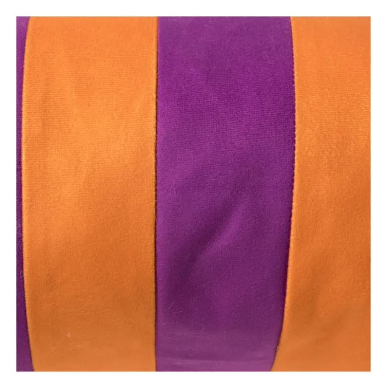 Bolster kussen met strepen - paars/oranje - ø18x45 cm