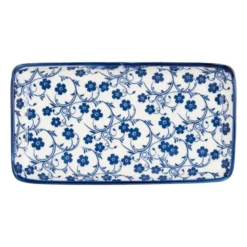 Bord blue print - flowers - 20x11 cm