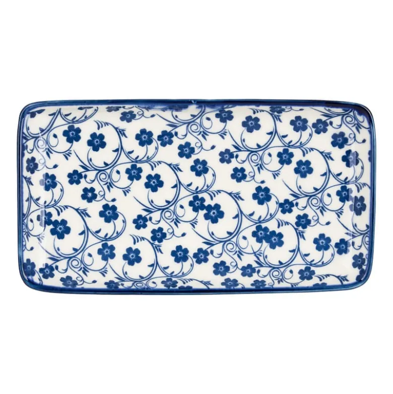 Bord blue print - flowers - 20x11 cm
