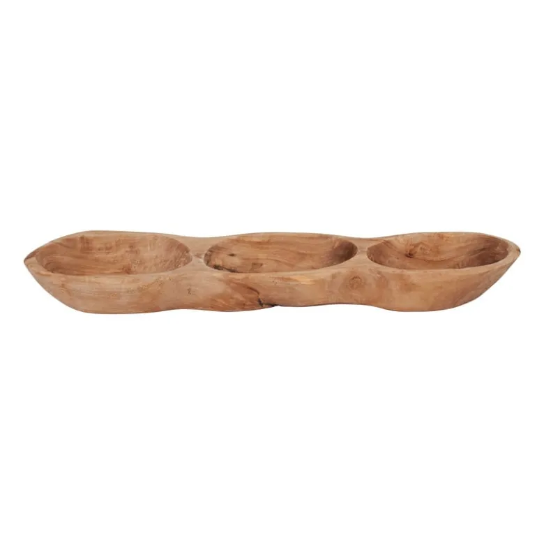 Borreltrio olijfhout - 39x10x4 cm