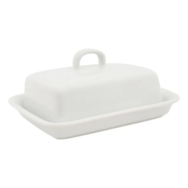 Botervloot met deksel - porselein - 14x17x8 cm