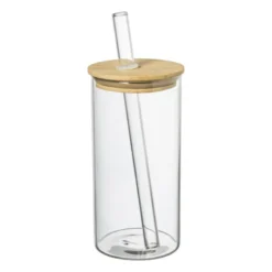Bubble tea/ijskoffie cup - glas/bamboe - 600 ml