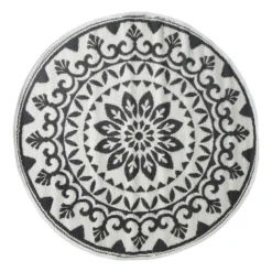 Buitenkleed bloem - zwart - ø150 cm