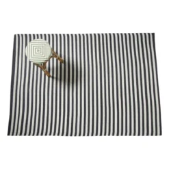 Buitenkleed streep - zwart/wit - 160x230 cm