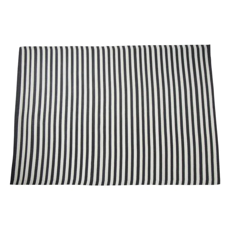 Buitenkleed streep - zwart/wit - 160x230 cm
