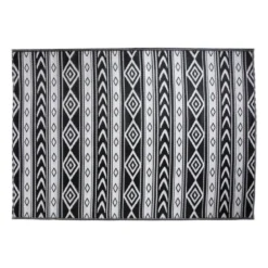 Buitenkleed tribal - zwart - 160x230 cm