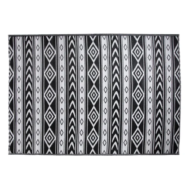 Buitenkleed tribal - zwart - 160x230 cm